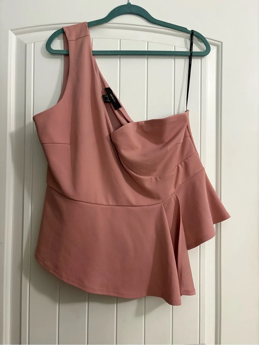 Forever 21+ Dusty Rose One-Shoulder Peplum Top